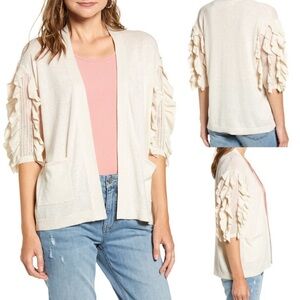 NWT Rachel Parcell Ruffle Sleeve Cardigan Sweater
